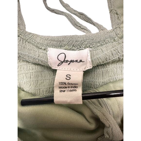 Japna Sage Green Floral Embroidery Ruffled Blouse Size Small - Picture 7 of 8